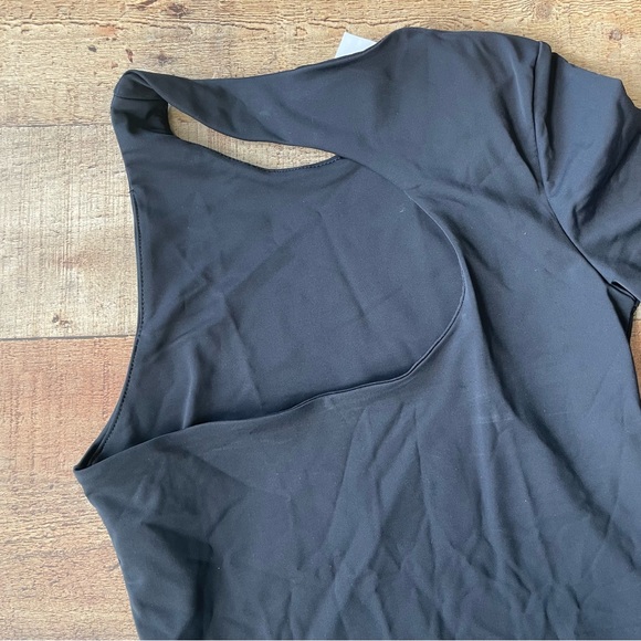 Zara One Sleeve Cut Out Bodysuit MEDIUM NEW with TAGS Sexy Black - Picture 5 of 7
